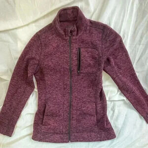 Marc New York Burgundy Black Heathered Fleece Zip Up Jacket Sz Small​​